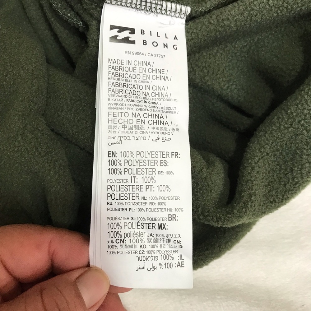 Billabong Furnace Fleece Hoodie Men’s Size M Color Green Kangaroo Pocket NWT - Picture 7 of 16